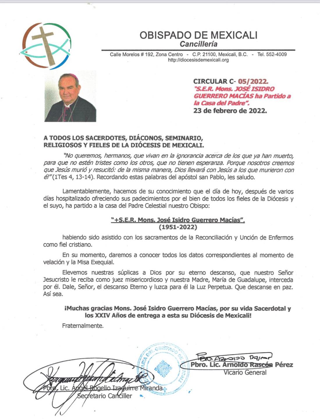 Muere Obispo de Mexicali a causa de Covid-19 3 274695849 3138934936244830 8936206632362487846 n