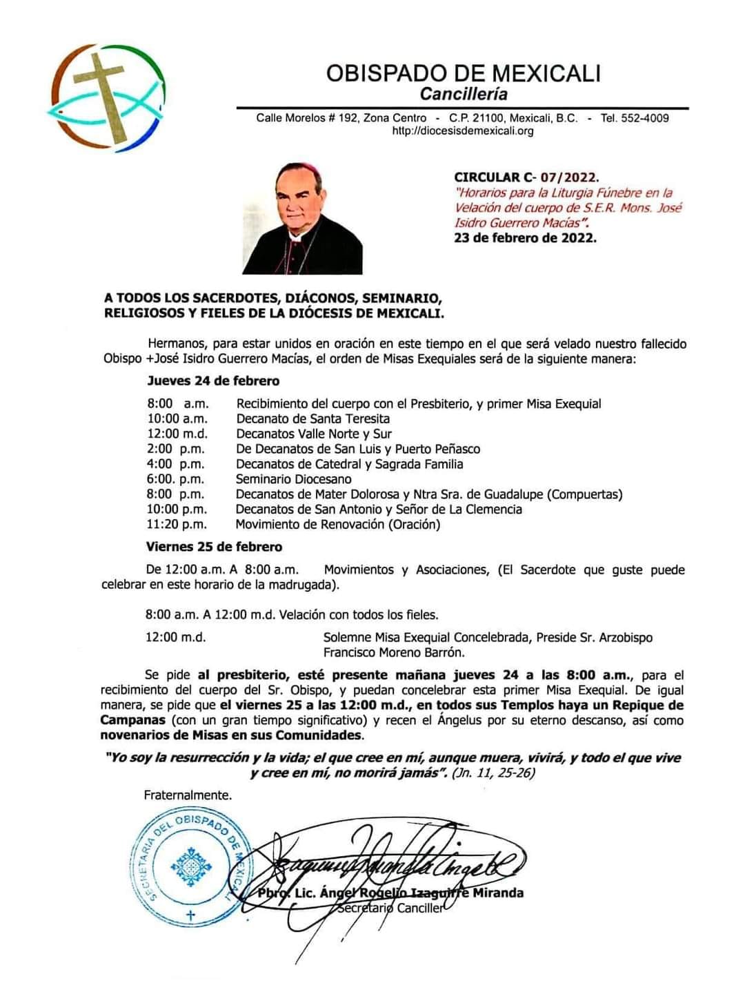 Realizan misa de exequias en honor al Obispo de Mexicali 3 274752886 5155575977799485 3493531946800898976 n