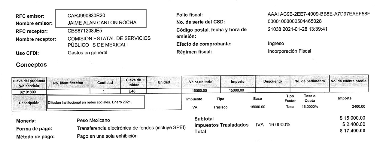 factura en CESPM canton