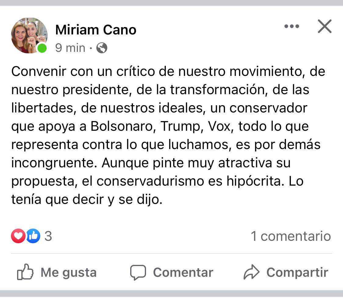 Miriam Cano en FB