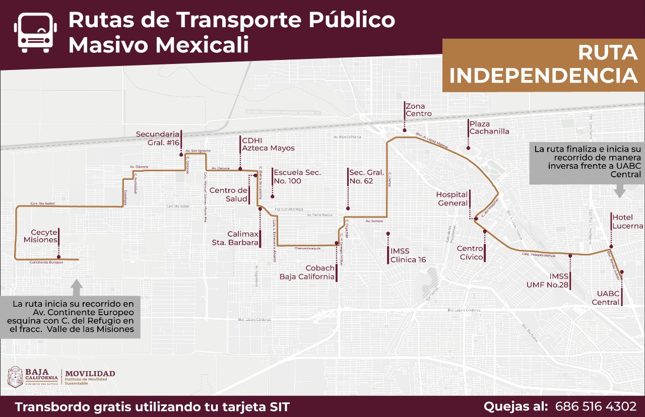 MODIFICA IMOS MEXICALI LA RUTA INDEPENDENCIA A FAVOR DE LAS COMUNIDADES PERIFERICAS