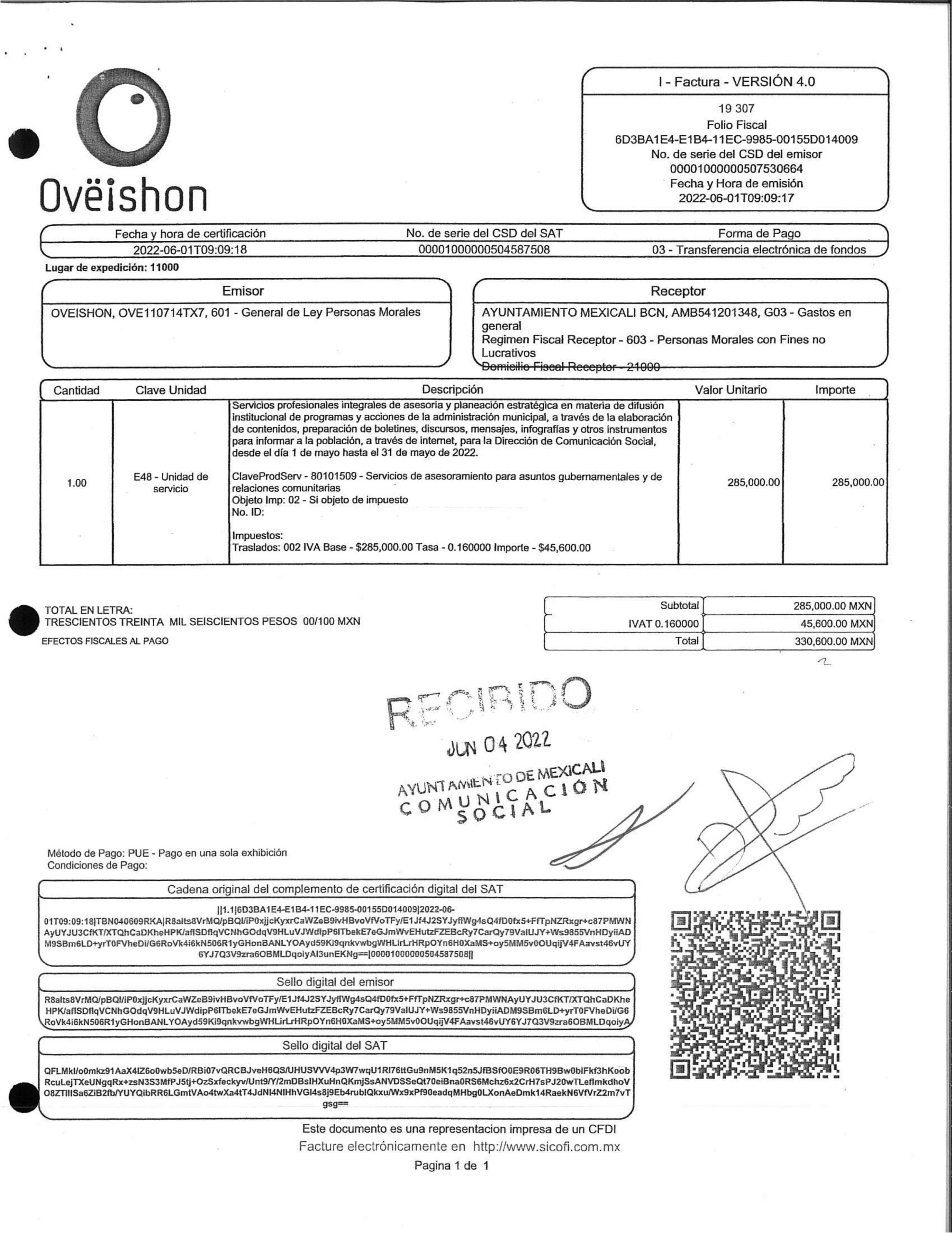 Oveishon, la fachada