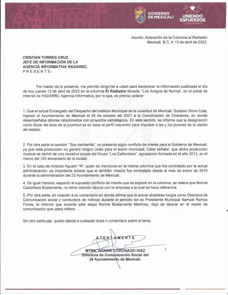 Aclaración del Ayuntamiento