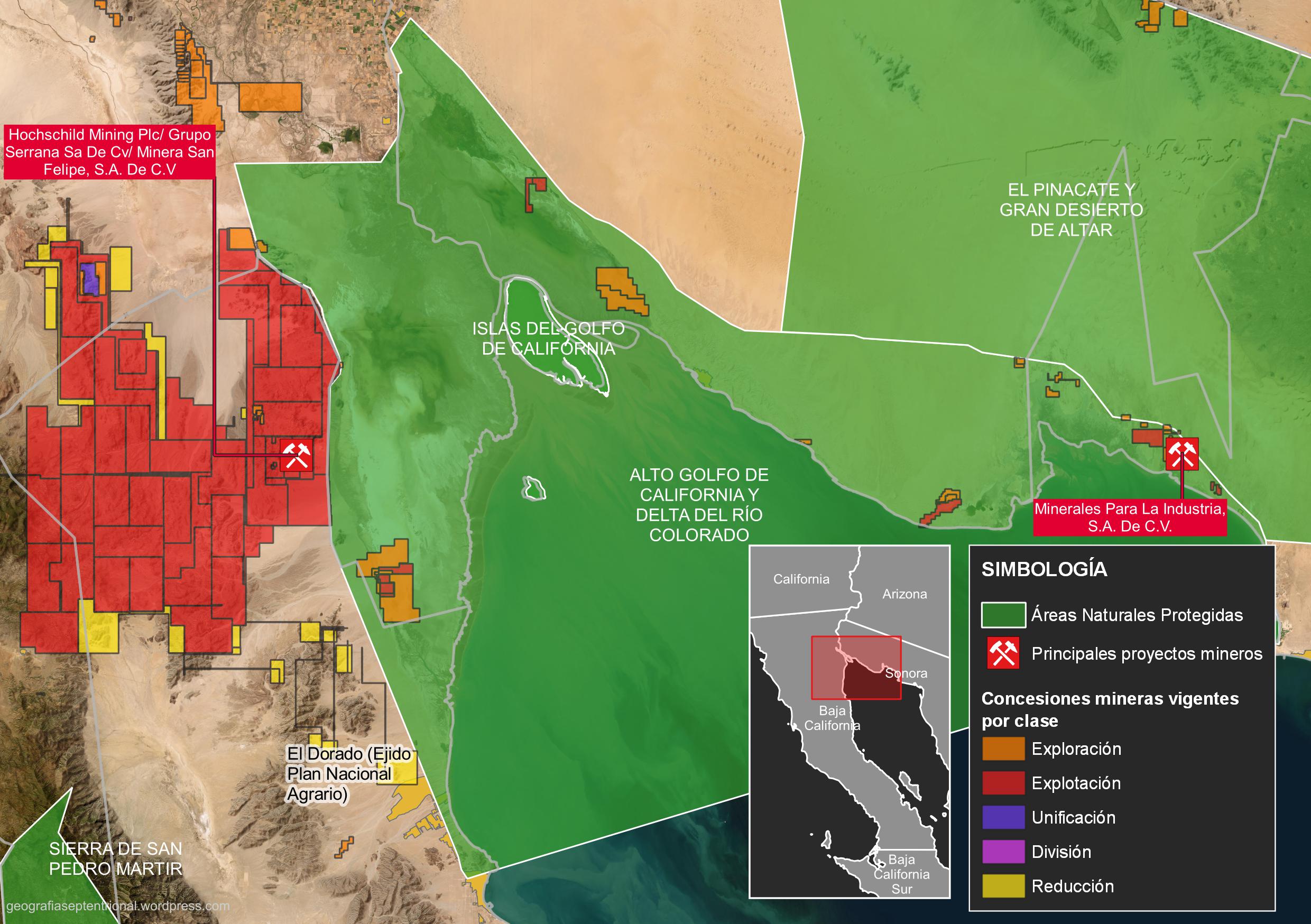 ¿Qué relevancia tiene para Baja California la propuesta de reforma a la industria minera? 2 Concesiones mineras vigentes y proyectos mineros en el ANP Alto Golfo de California y Delta del Río Colorado